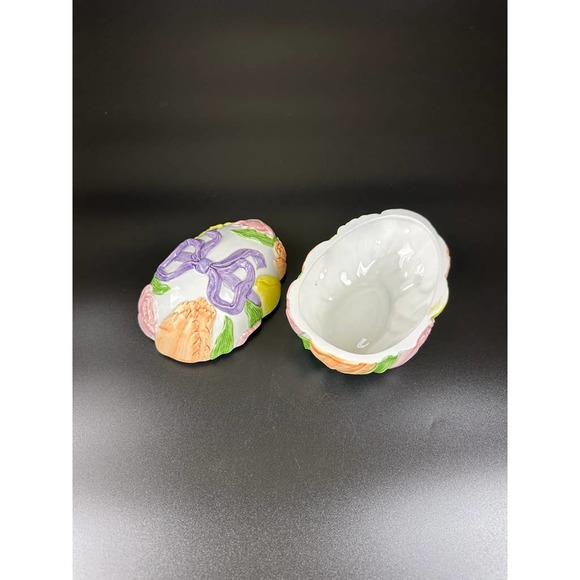 Vintage Ceramic Easter Egg Trinket Box Candy Dish By Cheryl Johnson E & R Japan - Picture 3 of 10